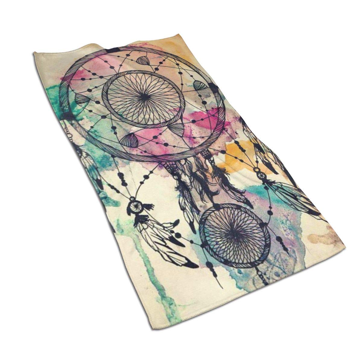 Oudrspo As Pic Hand Towel Colorful Dream Catcher Retro Vintage Native American Style Feather Bath Hand Towels Washcloth For Home/Beach/Yoga 27.5 X 15.7 Inches