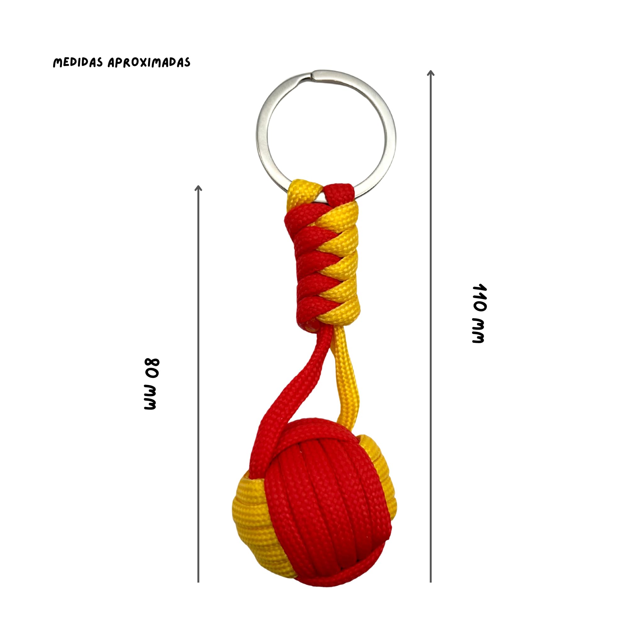 Llavero bola de cuerda bandera España, Llavero patriótico, 1 Unidad, Rojo - imagen 6