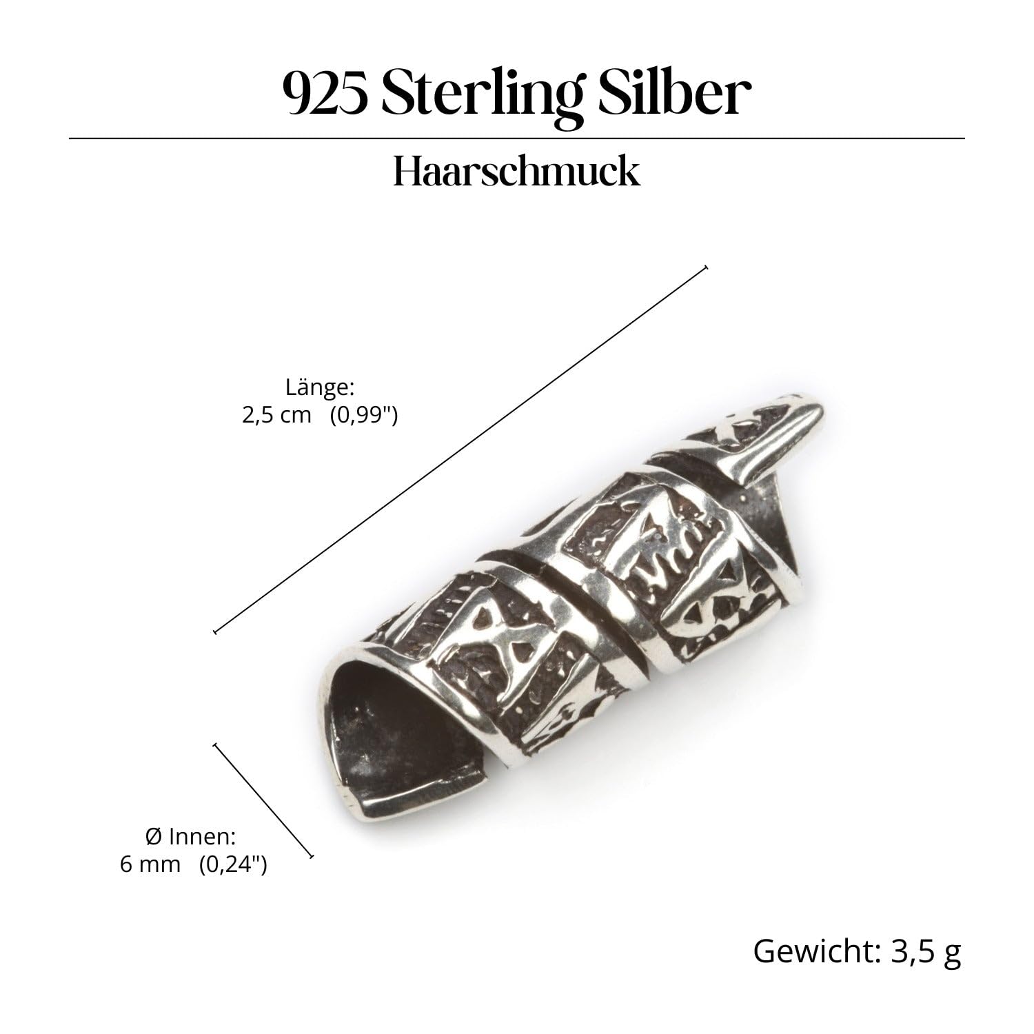 Runen Bartschmuck 925 Sterling Silber Wikinger Bartperle Haarperle Damen Herren