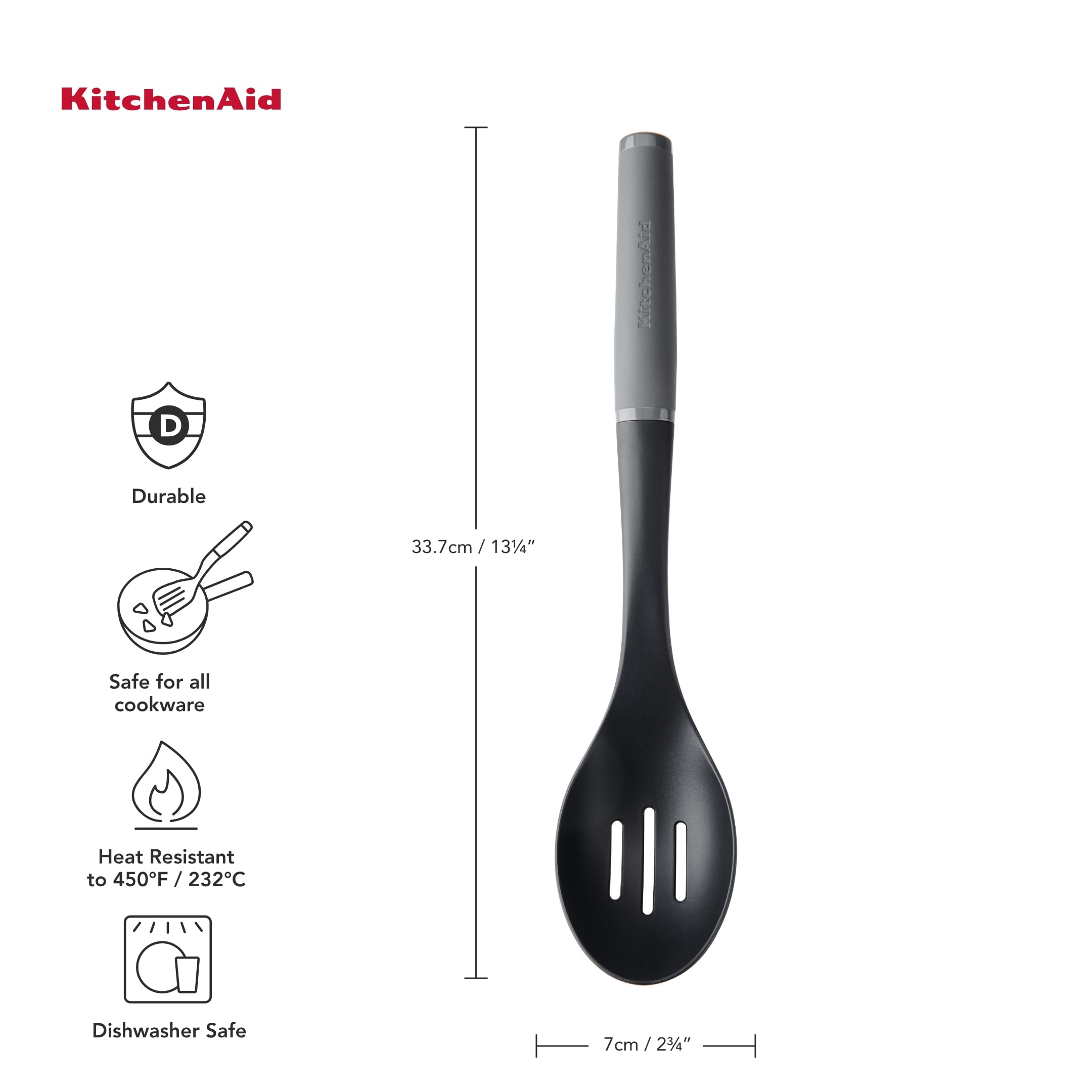 KitchenAid Soft Grip Slotted Spoon - Charcoal Grey, Multicoloured, Talla Única - Image 2