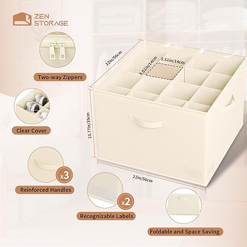 Miniatura 8 de Contenedores de almacenamiento de zapatos de tela para hombres, talla 14, organizador de zapatos para armario con cubierta transparente y divisores