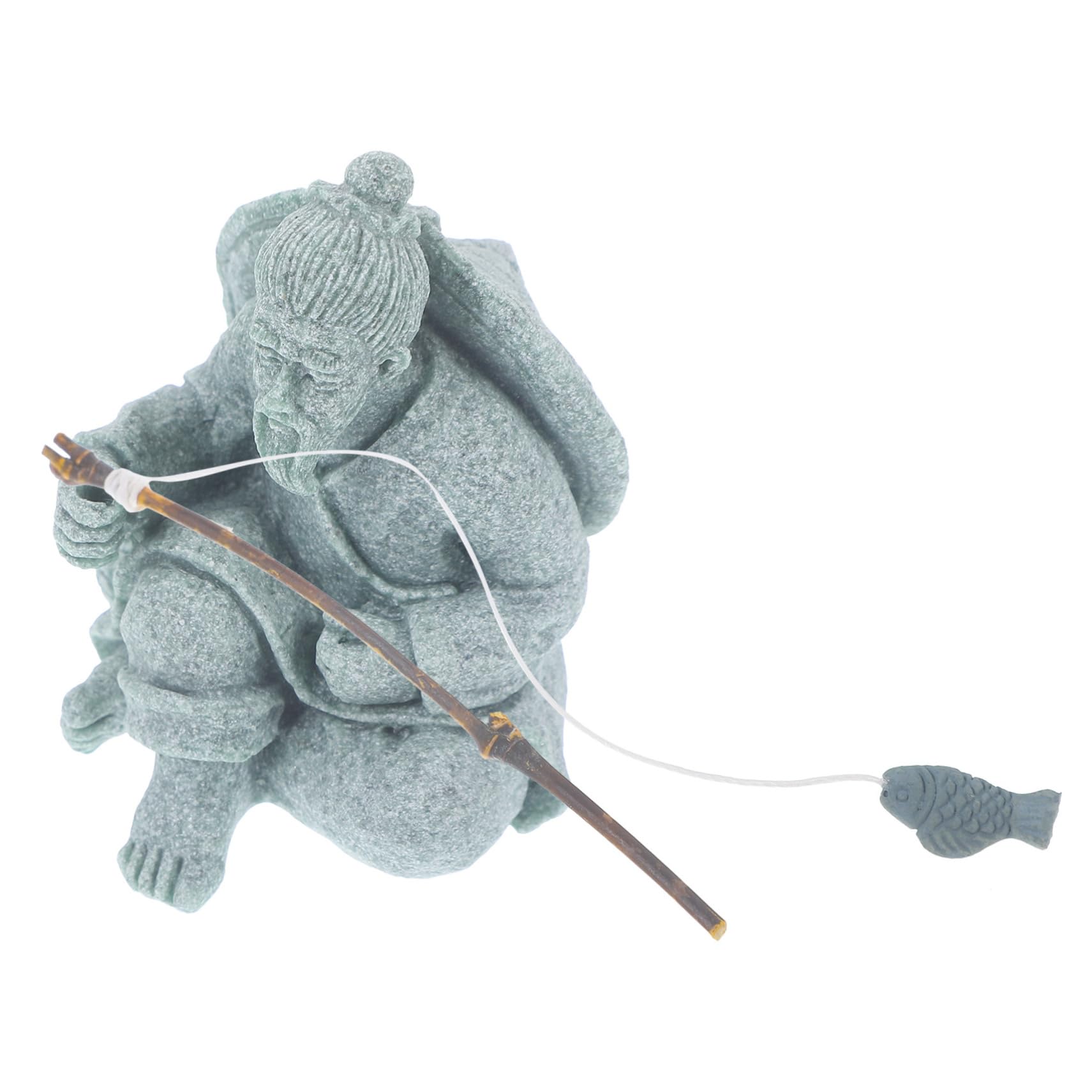 Toddmomy 5piezas Estatua De Pescador Miniatura De Arenisca Adorno para Acuario y Jardín Figurita De Anciano para Decoración De Paisajes y Té Pet