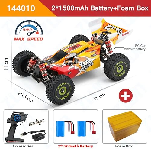 Miniatura 3 de WLtoys 144010 144001 75KMH 2.4G RC Car Brushless 4WD Eléctrico de Alta Velocidad Off-Road Control Remoto Juguetes para Niños Racing 144001 Rojo 1B