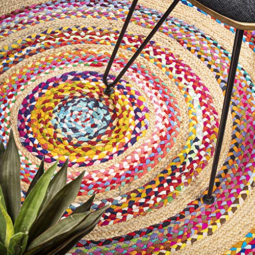 Tapete redondo de yute 4' estilo boho miniatura 5
