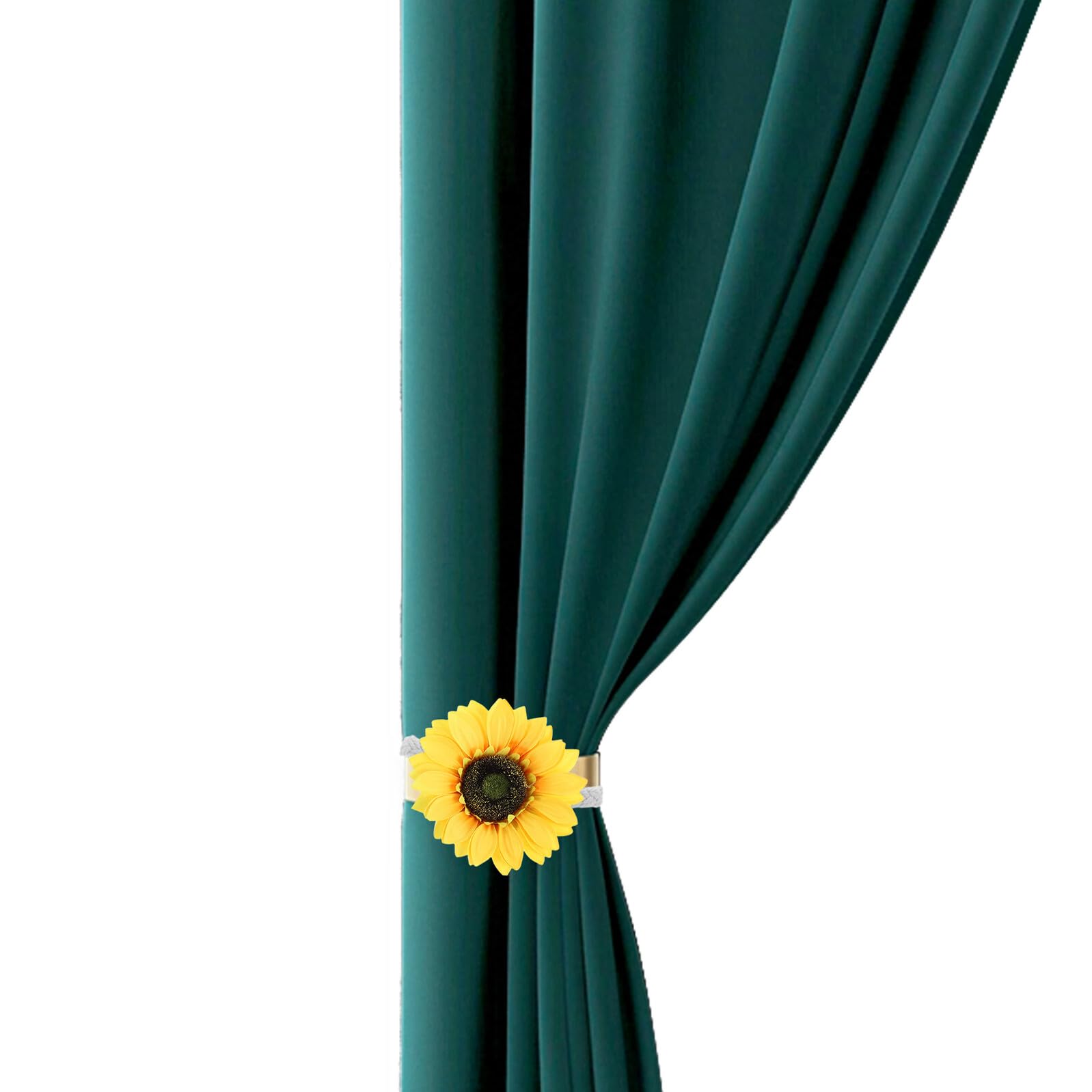 OUNONA Lot de 2 Embrasses de Rideaux Tournesol Rustiques Décoratives Cordelette Fleurie Adaptable pour Rideaux Légers ou Épais Accessoires de Décoration Intérieure pour Chambre et