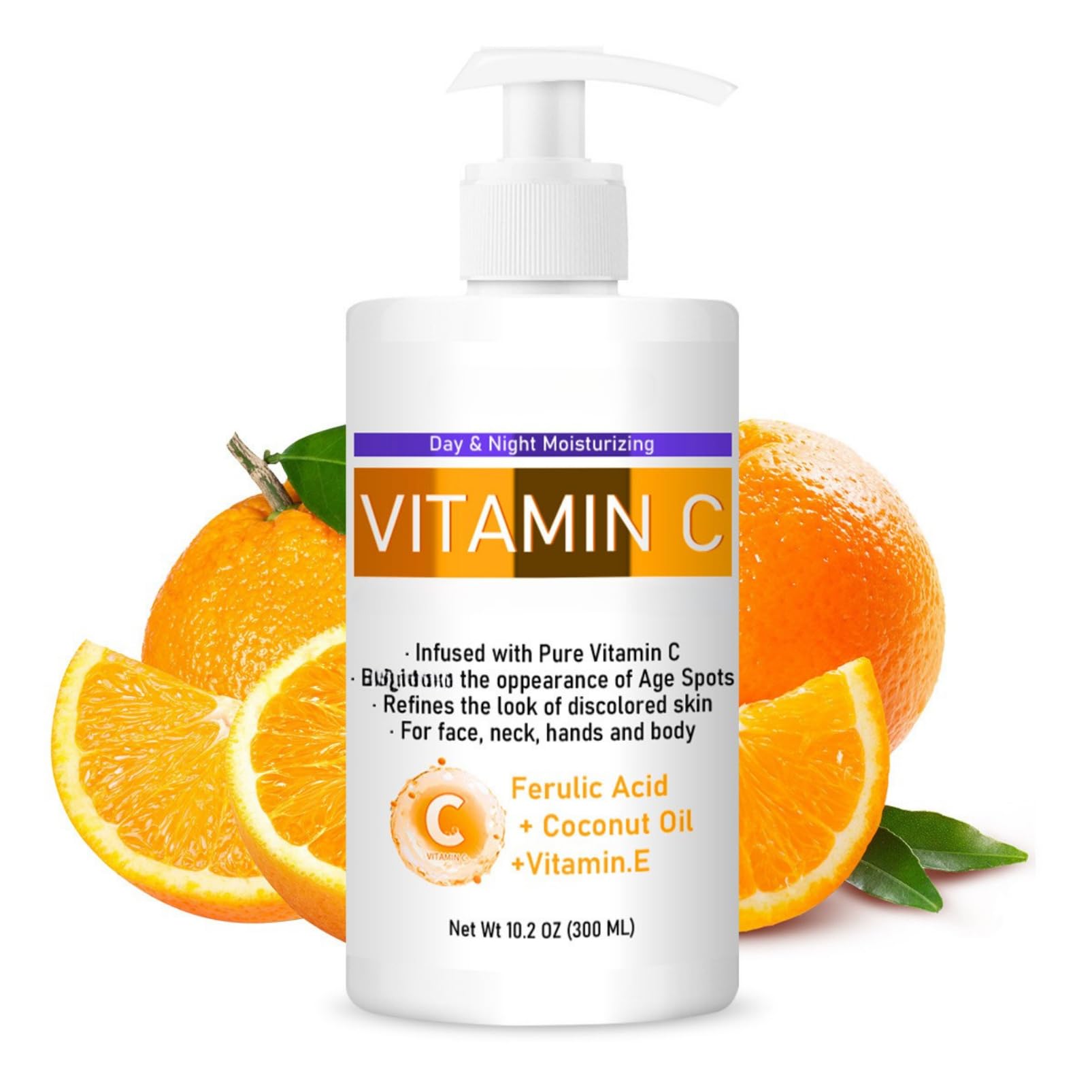 300ml Vitamin C Body Lotion, Advanced Vitamin C Cream, Body Moisturiser for Dry Skin Even Skin Tone