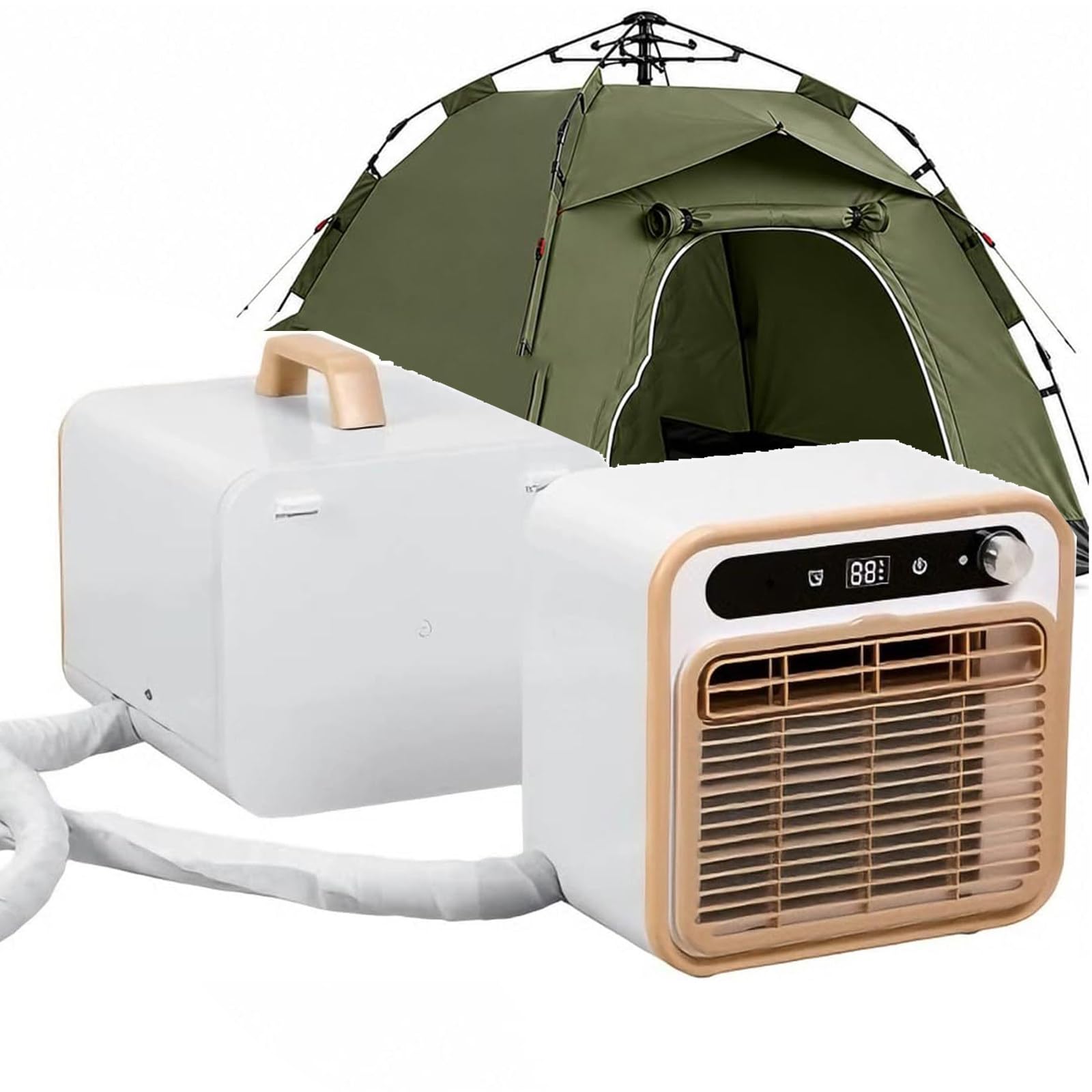 ZenSeFarin Split Portable Air Conditioner,Quiet Camping AC Unit with Remote Control,12H Timer,130m³/h Airflow,Lightweight No Hose Air Cooler for Tent,RV,Truck,Caravan & Bed 2mconnectingpipe