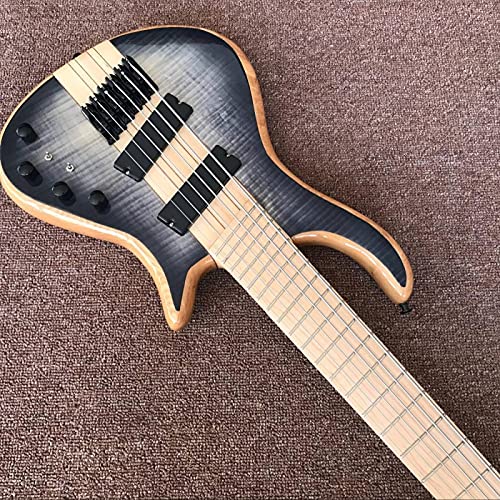 KEPOHK Guitare basse électrique à 4 cordes à la main, touche en érable couleur bleue Tiger Flame Top Bass Gitaar - Les Beatles, Paul McCartney, John Lennon, RIngo Starr, George Harrison KEPOHK Guitare basse électrique à 4 cordes à la main, touche en érable couleur bleue Tiger Flame Top Bass Gitaar – Image 3