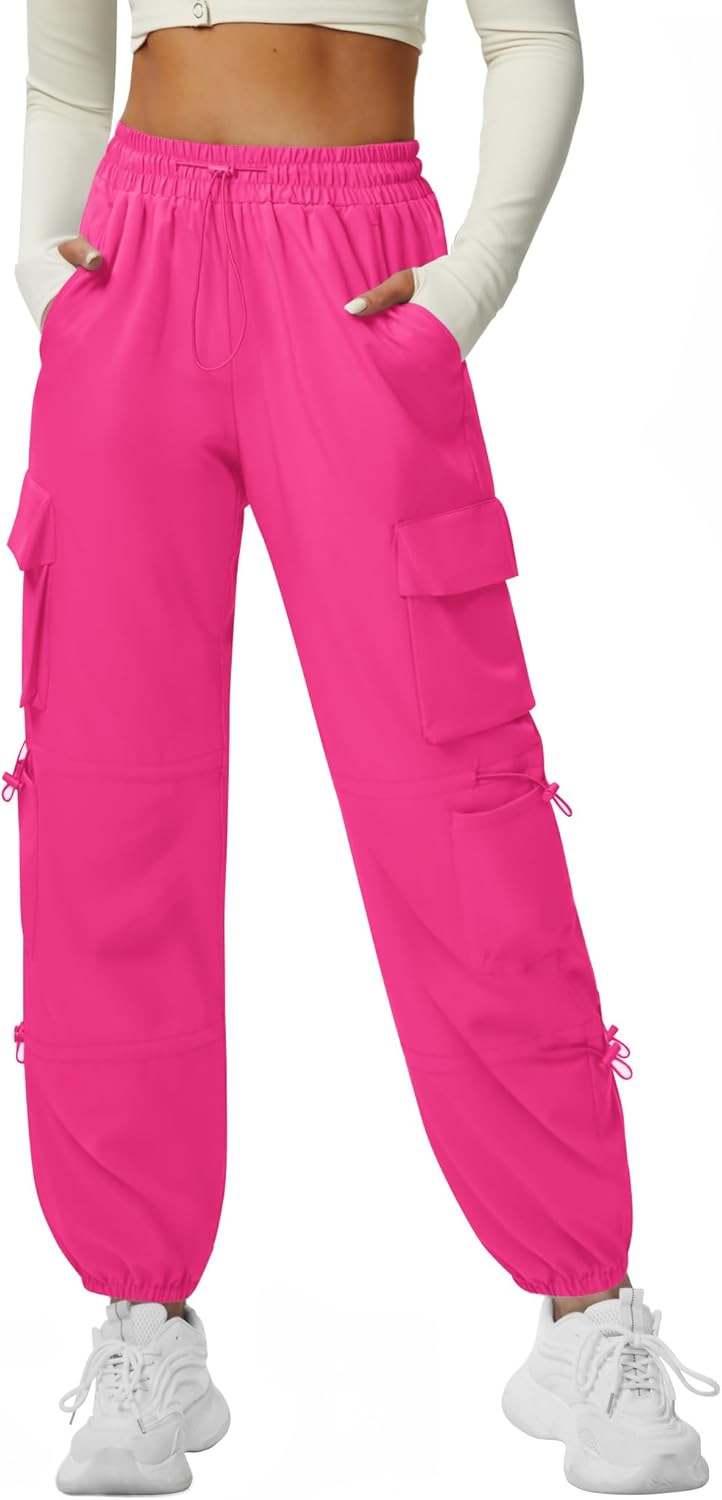 Quick Dry Cargo Pants Lightweight Tactical Hiking Pants with 6 Pockets for Women, Elastic Waist and Water Resistant - Image 2