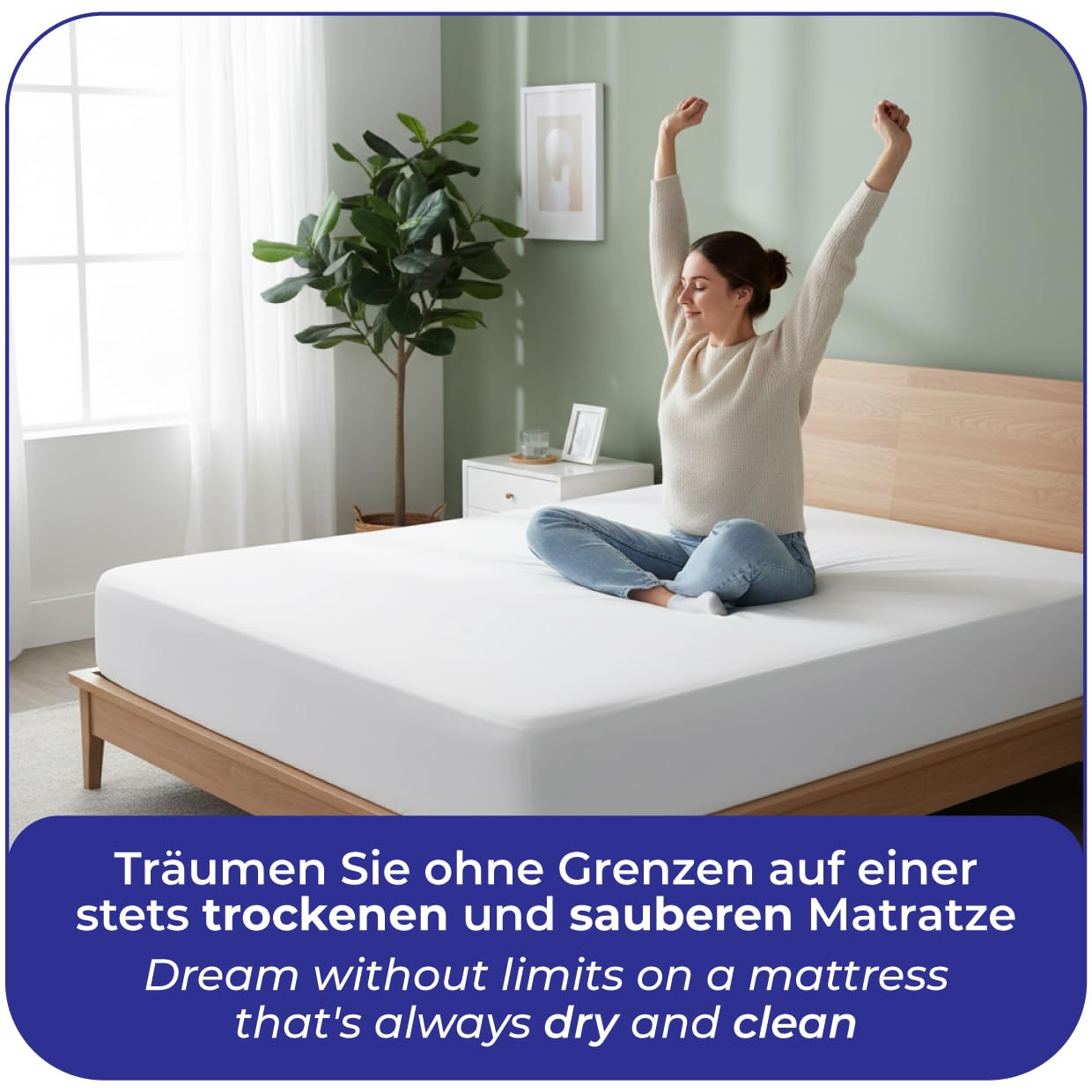Matratzenschoner 200x200, Matratzenauflage Wasserdicht Max. Höhe 35 cm, Allergiker Matratzenbezug Baumwolle 100%, Matratzenhülle, Matratzenschutz (Matratze 200x190/200)