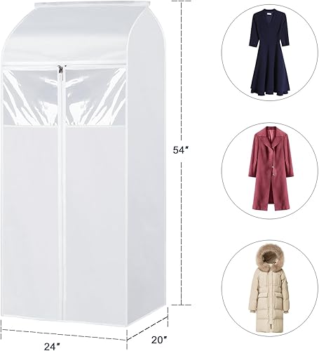 Vista 24 de Zilink Bolsas de ropa colgantes de 60 pulgadas para almacenamiento de armario, grandes ventanas transparentes para colgar ropa, estante de ropa