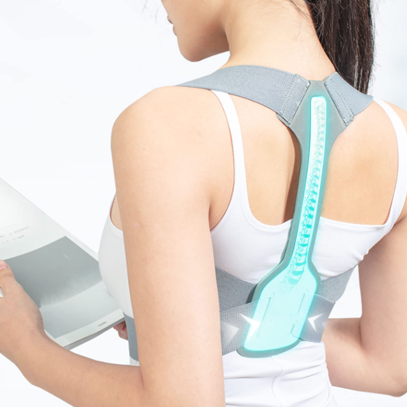 Corrector De Postura Soporte De Espalda Hombro Cintura Soporte Lumbar, Faja Ajustable para Postura-Apoyo Muscular con Memoria Enderezador