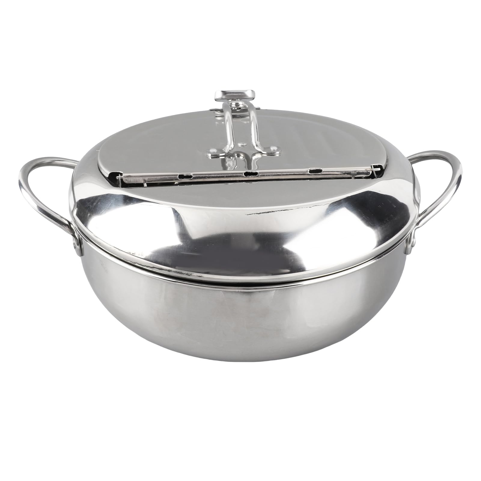 Annadue Padella in Acciaio Inossidabile Mini con Termometro for | Friggitrice in stile giapponese, compatibile con fornelli a induzione, 20 cm/24 cm con coperchio e filtro dell\'olio