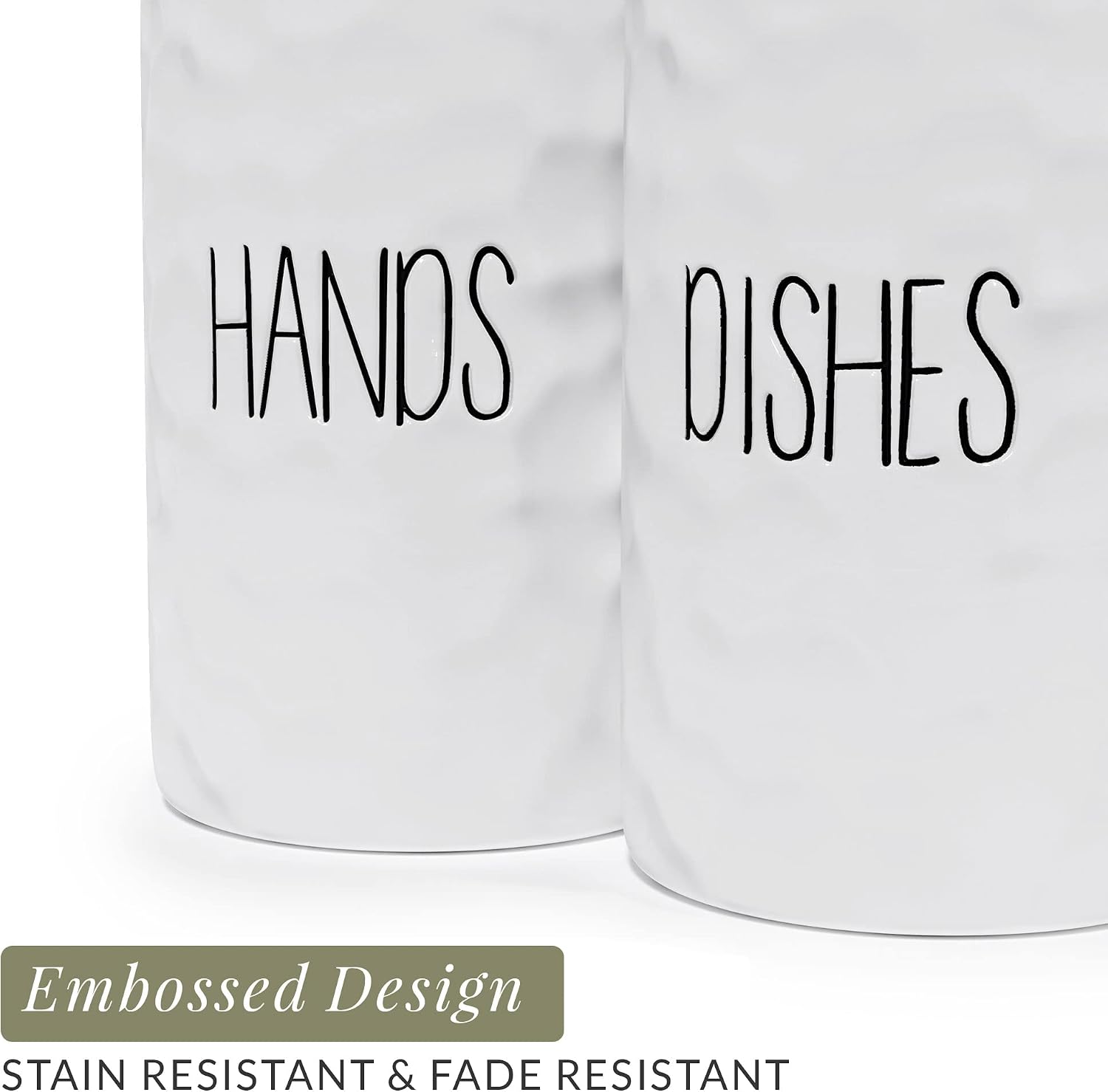 Barnyard Designs 14.5oz Ceramic Hand Soap & Dish Soap Dispenser Set, Farmhouse Kitchen Decor for Countertop, Hand and Dish Soap Dispenser for Kitchen Sink, Farmhouse Decor for Kitchen, White, Set of 2
