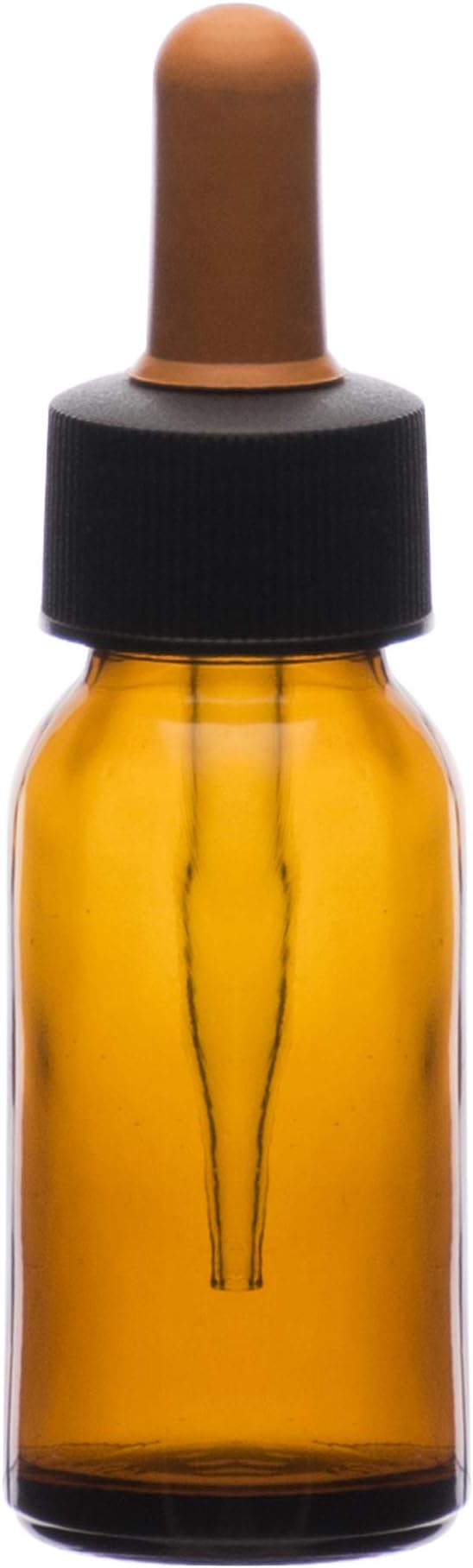 Dropping Bottle, 60ml (2oz) - Amber Soda Glass - Screw Cap with Amber Glass Dropper & Rubber Bulb - Eisco Labs