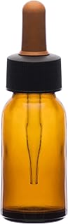 Dropping Bottle, 60ml (2oz) - Amber Soda Glass - Screw Cap with Amber Glass Dropper & Rubber Bulb - Eisco Labs