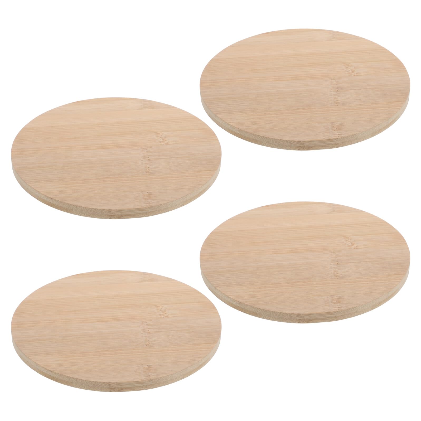 Dessous de Plat en Bambou 4 Pièces, Épaisseur 1cm, Khaki | Protection Thermique Cuisine, Lot de 4, Lignes Modernes et Minimalistes, Format 19cm