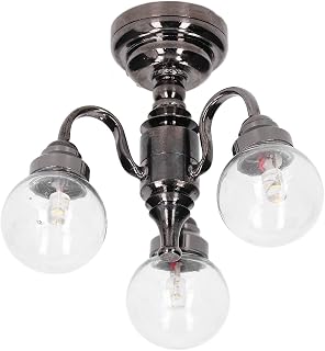 Miniature Dollhouse Light Mini Led Ceiling Lamp Chandelier Ornament Miniature Dollhouse Accessories for Kid,Retro Vintage Built in Battery for Gift for Dollhouse Decoration for Children Toys