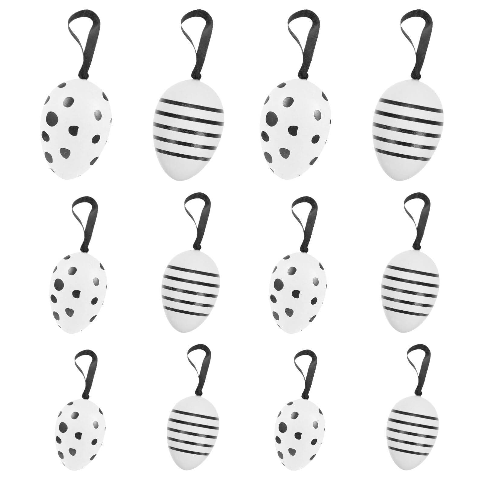 Œufs de Pâques à suspendre et décorer | Faux œufs de Pâques noir et blanc DIY