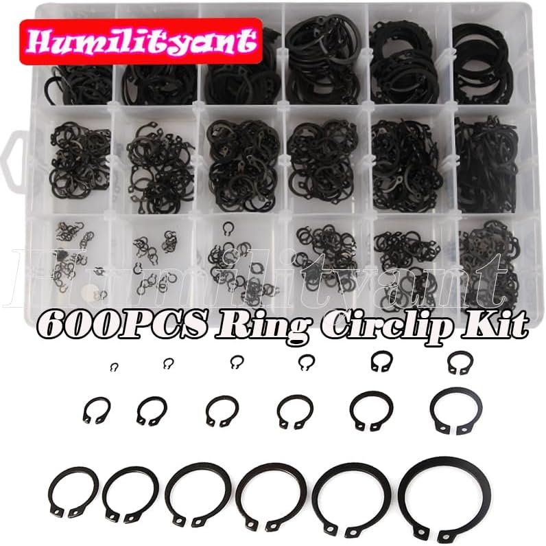 600PCS Ring Circlip M3-M32 Internal & External Assortment Retaining Circlips Ring Circlip Kit - (Number of Pcs: 600PCS)