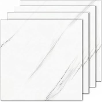 Premium Marble Effect Wall Tile Stickers - 30x30cm PVC+SXP Self-Adhesive Backsplash Peel & Stick | Waterproof Removable for Kitchen Bathroom RV Jazz White, 10 Tiles