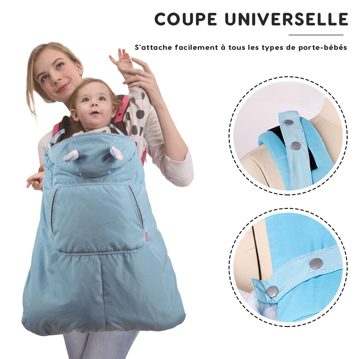 SONARIN Coupe-Vent Couverture pour Porte Bébé Hiver avec Polaire Corail Doublure Chancelière Universelle Café