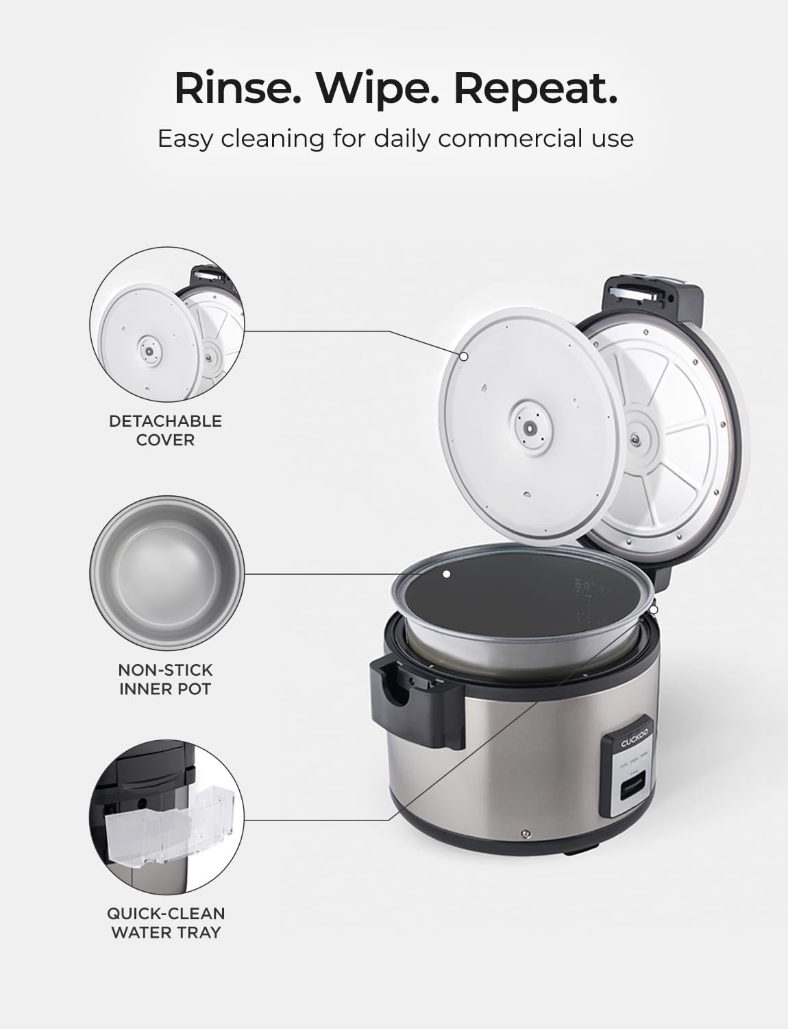 CUCKOO Commercial Rice Cooker & Warmer, Extra Large Rice Cooker 30-Cup Uncooked / 60-Cup Cooked, Professional Industrial Grain Cooker with Large Capacity, Easy One-Touch Operation, Silver (CR-3032)