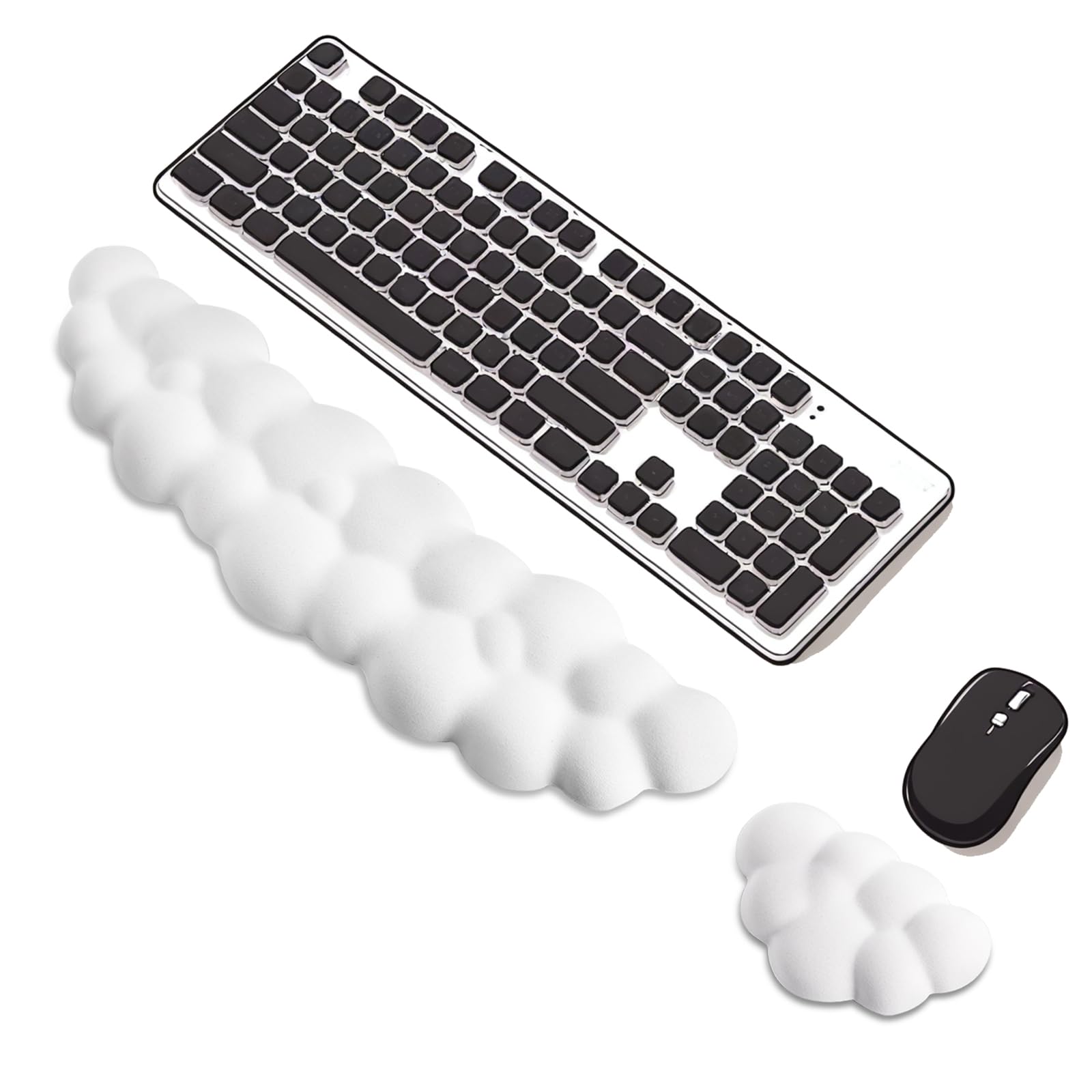 Keyboard Wrist Rest Mouse Wrist Support Set Cloud Keybroad Wrist Rest Pad with Non-Slip PU Base Memory Foam
