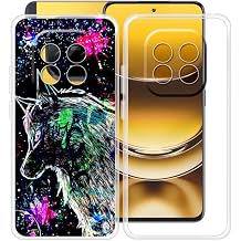 Phone Case for Realme Narzo 70 Turbo 6.67", 2 Pcs Shockproof Soft TPU Silicone Bumper Shell, [Ultra-Thin] [Anti-Yellowing] Back Cover for Realme Narzo 70 Turbo - Clear + Graffiti Beast