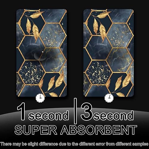 Miniatura 6 de Alfombra de baño, mármol de panal negro y azul, antideslizante, de secado rápido, súper absorbente, delgada, para debajo de la puerta, fácil de