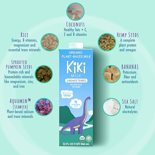 Vista 4 de Kiki Milk Plant Based Milk - Organic Unsweetened Kiki Milk - Calcium & Magnesium Source - Gluten Free, Gum Free, GMO Free, Dairy Free, Soy Free