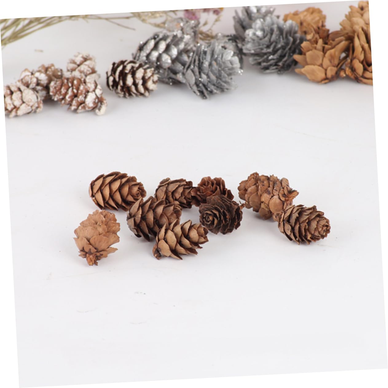 210piezas Decoraciones de Piñas Naturales Mini Piñas Secas de Adorno Vegetal para Acción de Gracias y Navidad para Decoración de Hogar