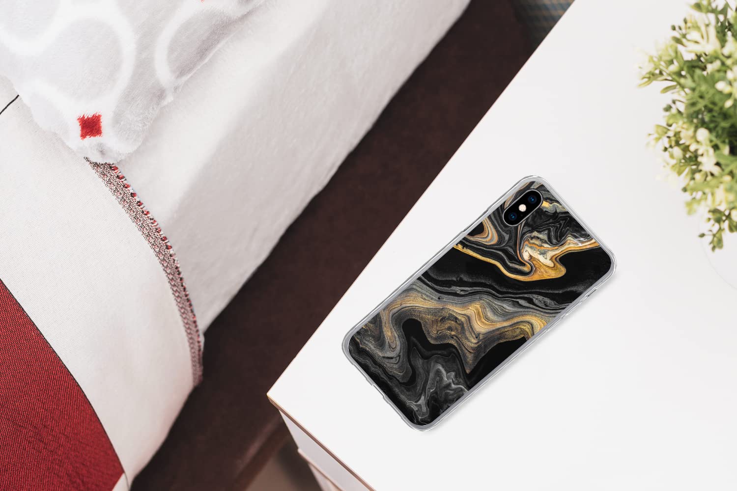 Funda para iPhone X - Mármol - Acrílico - Oro - Lujo - Abstracto - Funda de Silicona/Funda Blanda para teléfono móvil