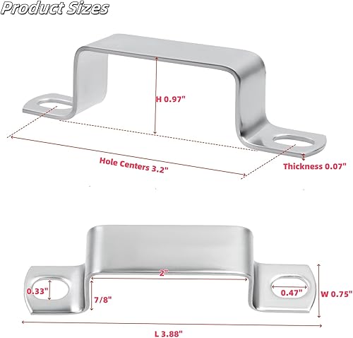 Miniatura 2 de LC LICTOP Abrazadera de correa de tubo cuadrado, 2 correas de tubo en forma de U de 0.88 pulgadas, acero inoxidable 304, soporte de amarre de poste