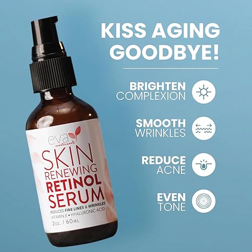 Miniatura 2 de Eva Naturals Suero de retinol para cara con ácido hialurónico, vitamina E y aloe orgánico  Suero facial con retinol que reduce las arrugas, líneas