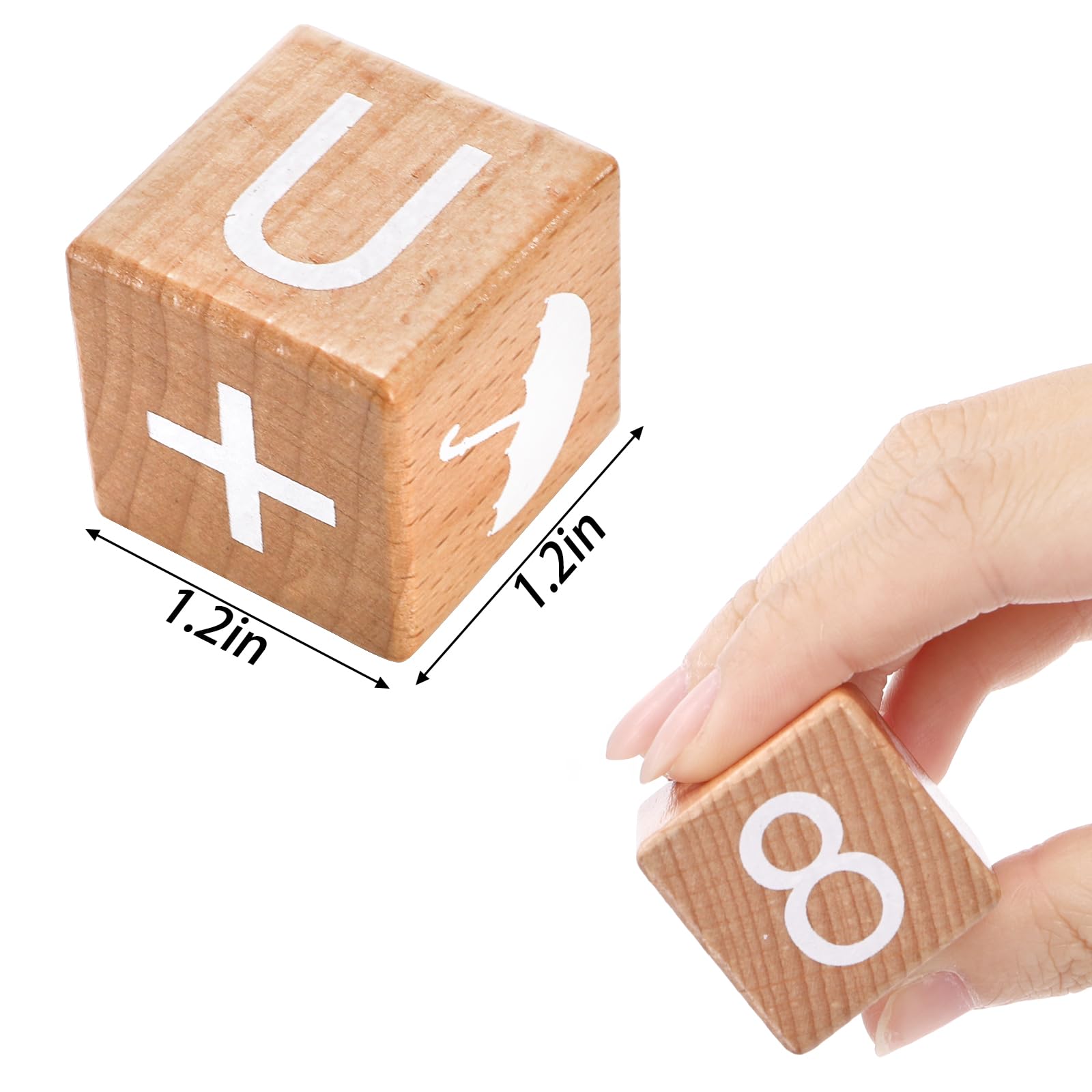 Peohud 26 PCS Wooden Alphabet Blocks, Cute ABC Building Blocks for Toddlers, Number Stacking Blocks, Preschool Educational Learning Toys with Shapes Objects on Every Side for Kids Boys Girls