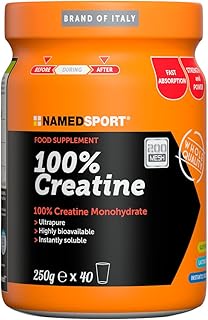NAMEDSPORT - Creatina Pura al 100%, Incrementa le Prestazioni Fisiche in Caso di Attività Ripetitive, Ideale per chi Fa Bodybuilding, Sport di Endurance, 100% Brand of Italy, 250 g