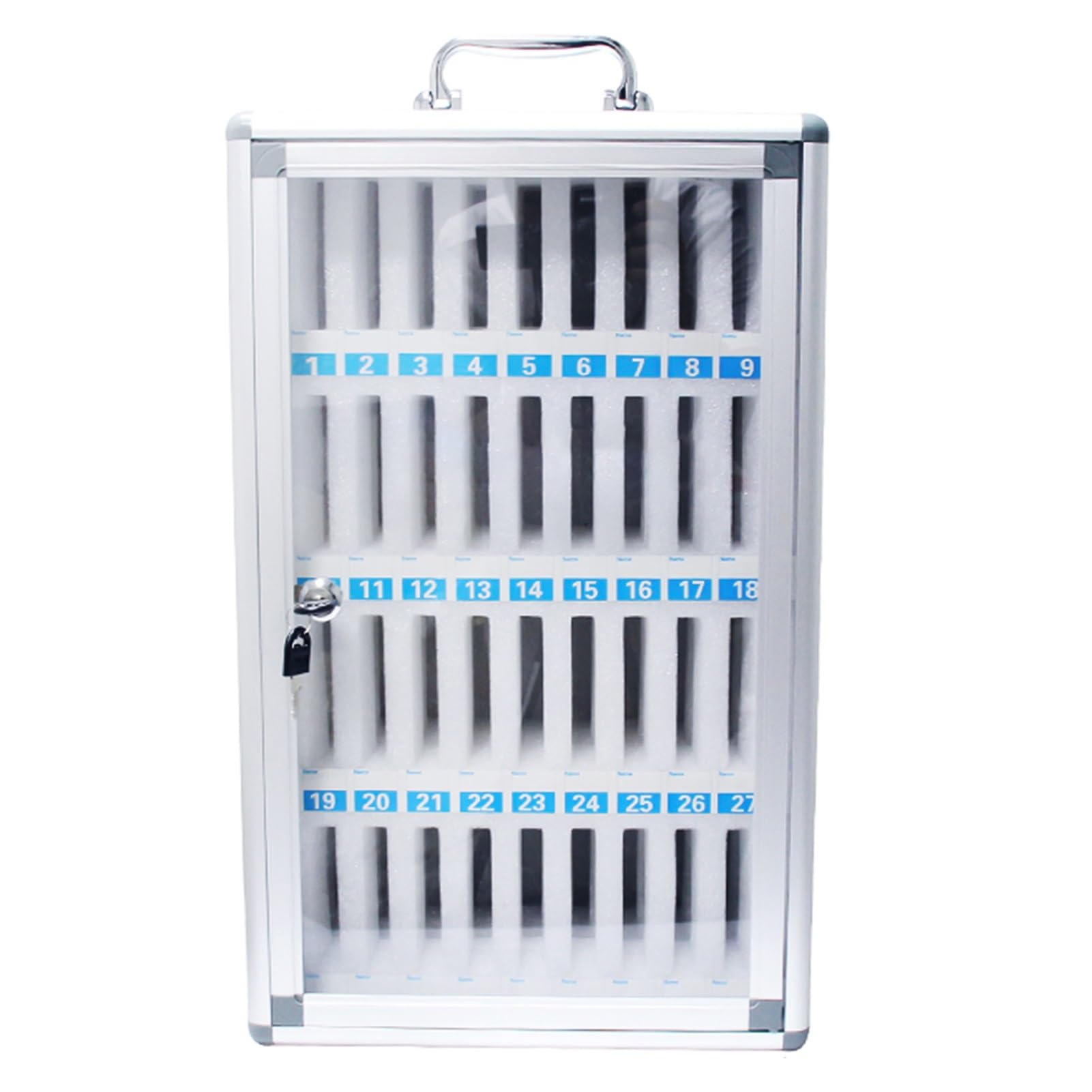 Slot Box,Storage Box,Office Storage,Lock Box Phone,Key Lock,Phones Holder Storage Box,Wall-Mounted (Silver 36Slots)
