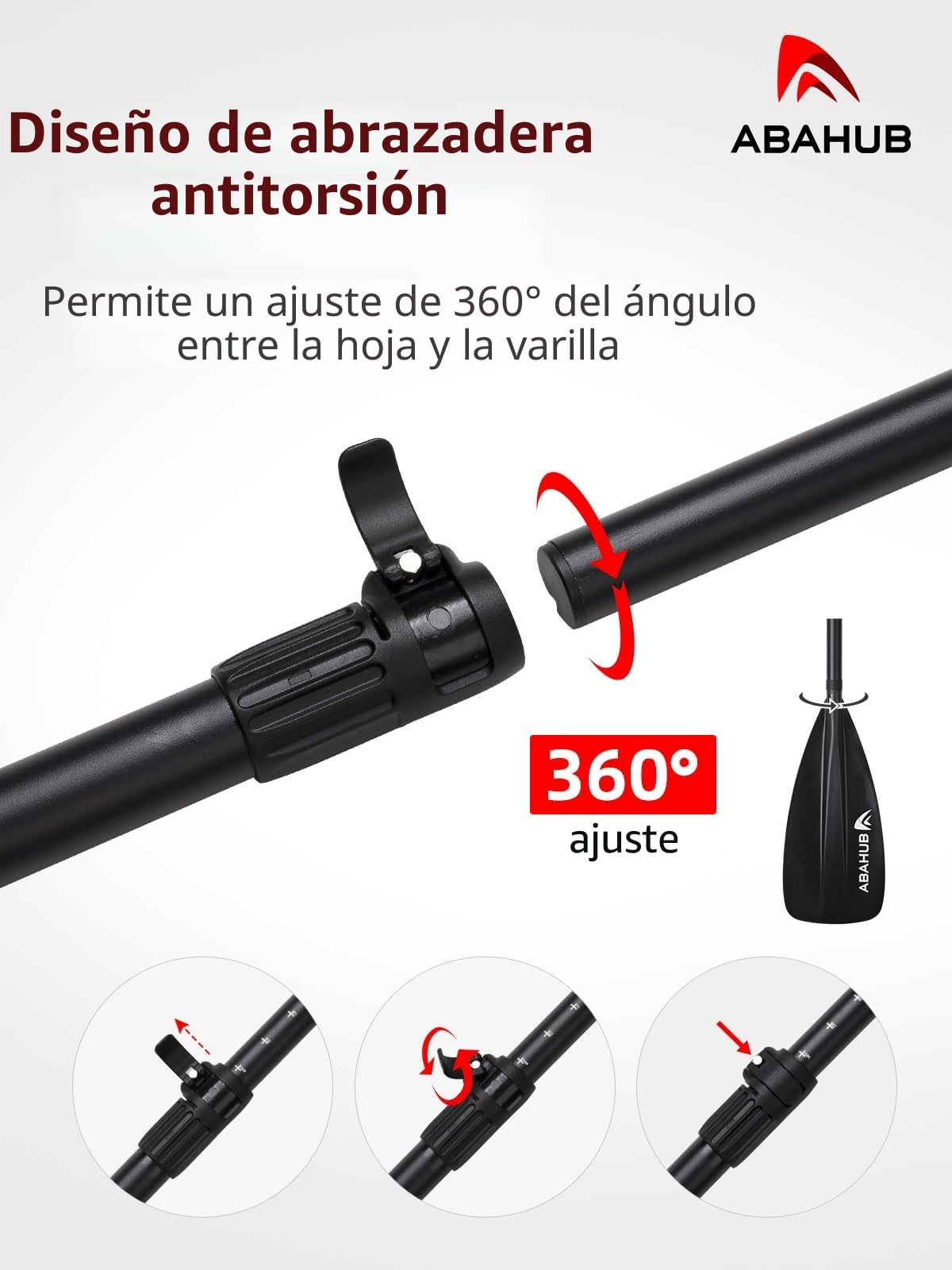 Abahub 3-Parte Remo Paddle Surf/ 2 en 1 Kayak Remo Paddle Surf Aluminio Pala Sup Paddle Remo telescópico 173-213cm para Tabla de Surf Canoa Sup, Hoja de plástico de Nylon en Negro/Azul/Verde/Naranja