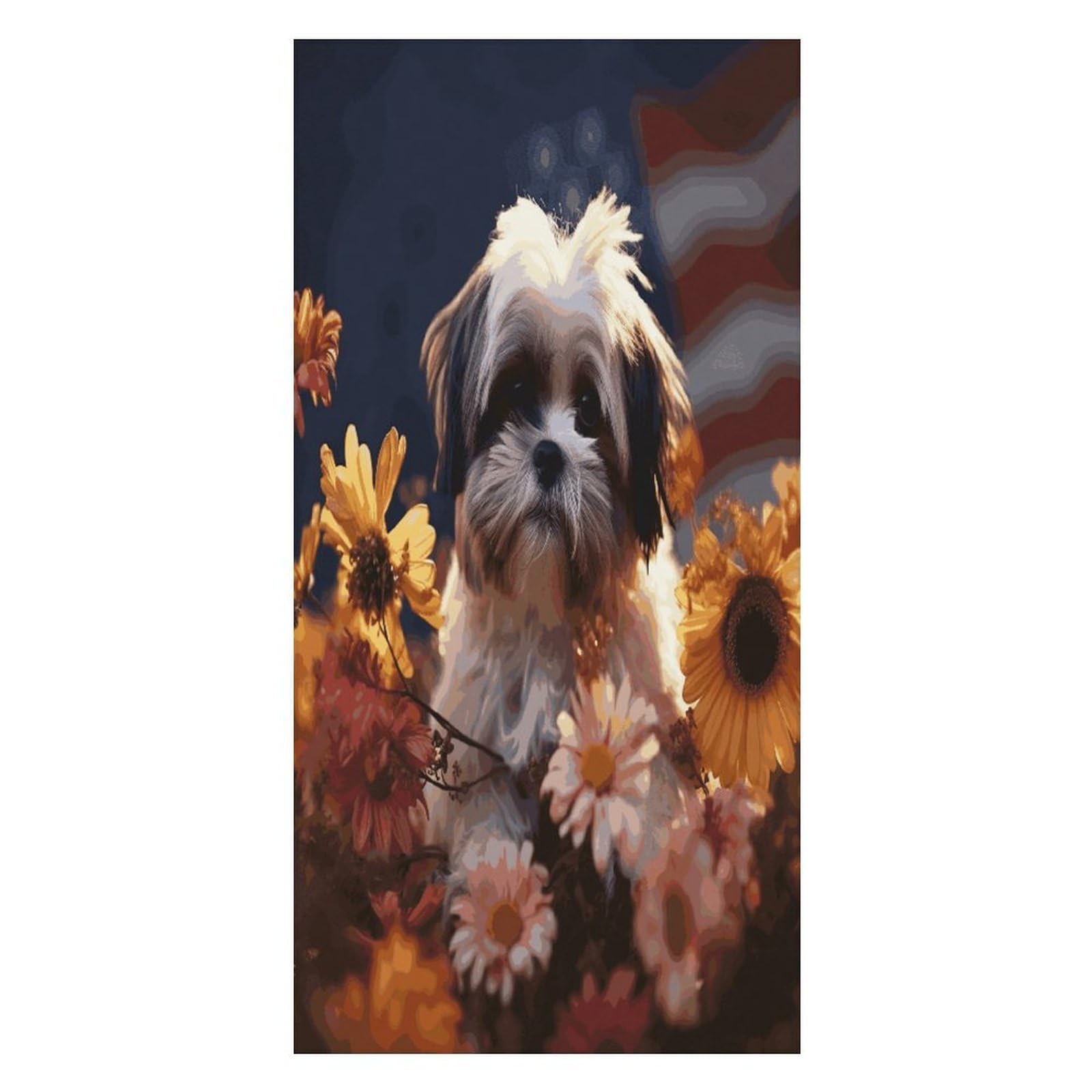 Adfgyerh Unisex Style Shih Tzu Dog And Flowers Bath Towels Beach Towel Lightweight Quick Dry, Bath Towel For Travel Sports Pool Swimming Bath Camping Yoga Adults160x80cm