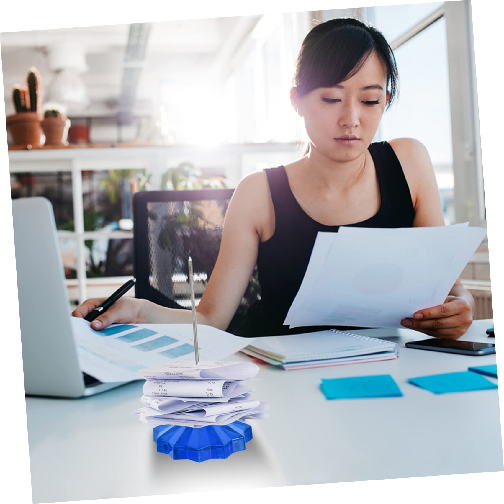 LALAFINA 2pcs Spike Stick Memo Holder for Office Desk Receipt and Paper Storage Organizer Easy to Replace Bills and Notes Office Accessory