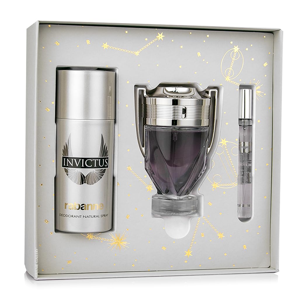 RABANNE Invictus Eau de Toilette Set 100ml + Deodorant Spray 150ml + Travel Spray 10ml