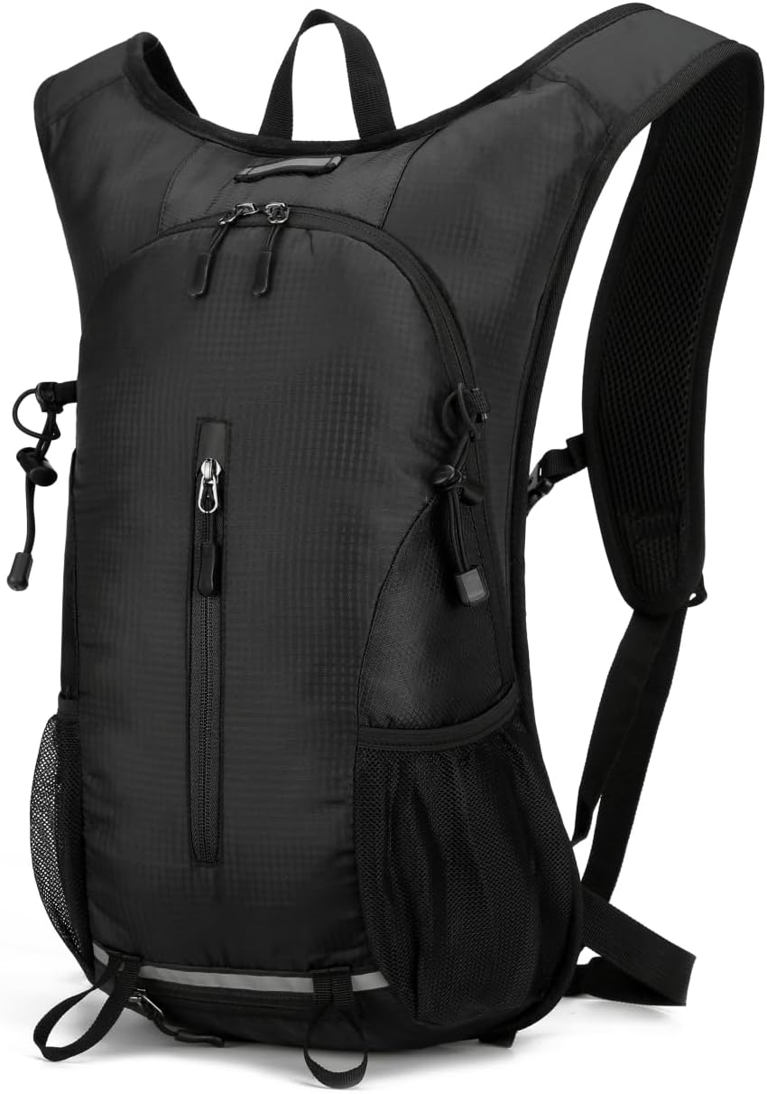25L Ultralight Lightweight Waterproof HikingBackpack Foldable Travel Camping Hiking Outdoor Sports Backpack Daypack with reflective strips (black red)