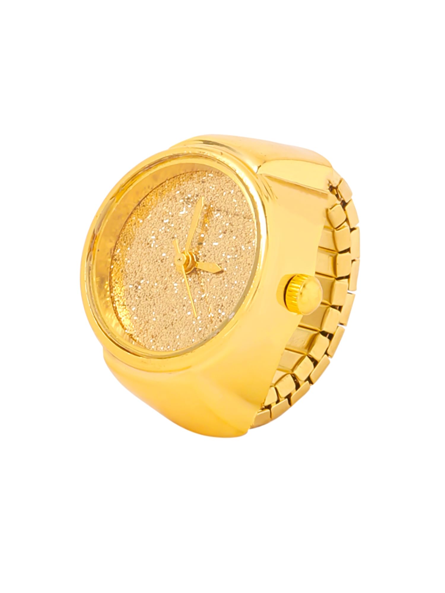 Yellow ChimesAnalog Watch Dial Stretchable Adjustable Finger Rings for Women