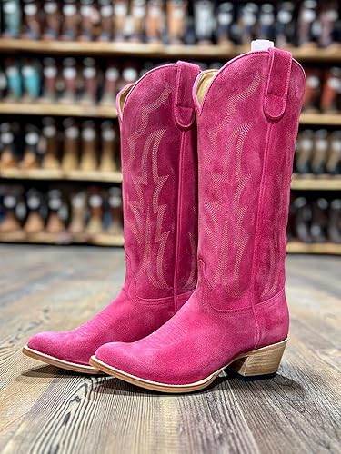 Miniatura 6 de Botas vaqueras bordadas para mujer, tacón grueso, botas occidentales, costuras clásicas, botas de media pantorrilla