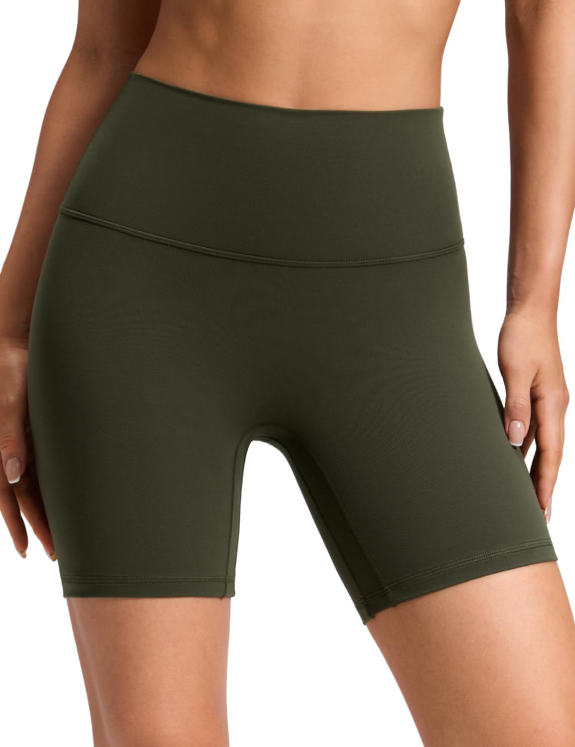 CRZ YOGA Damen Butterluxe Keine Vordernaht Sporthose - 10cm/15cm Kurz Hohe Taille Athletic Radlerhose Pilates Workout Gym Shorts