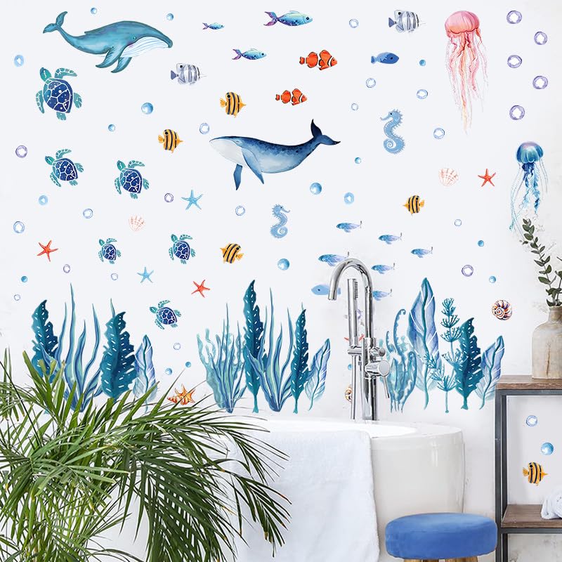 142 adhesivos marinos para pared en vinilo azul miniatura 3