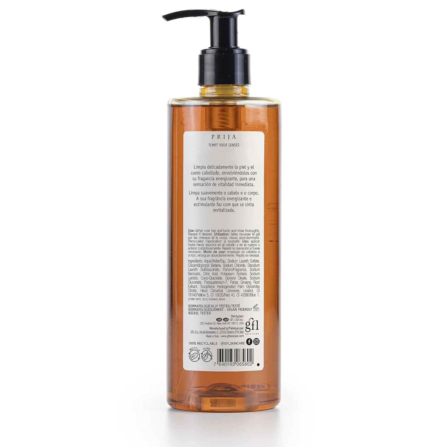 Prija Haut & Haarshampoo mit Ginseng 18x 380ml + 18x Pumpspender Hair & Body Duschgel