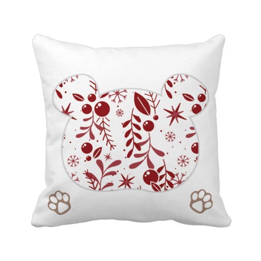 Housse de coussin ours de Noël rouge blanc carré pour déco canapé salon