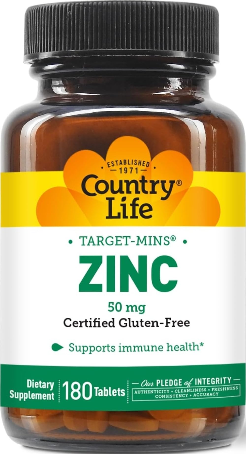 Country Life Target-Mins Zinc 50 mg 180 Tablets Unflavored 180 Count (Pack of 1)